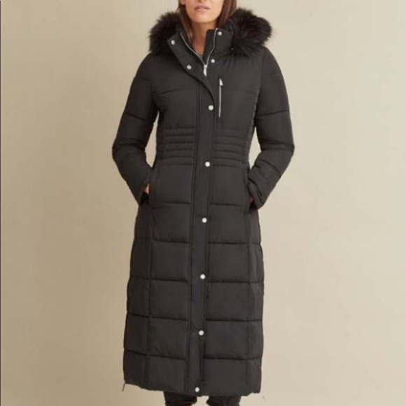 NWOT Faux Fur Trim Maxi Puffer - Picture 5 of 12